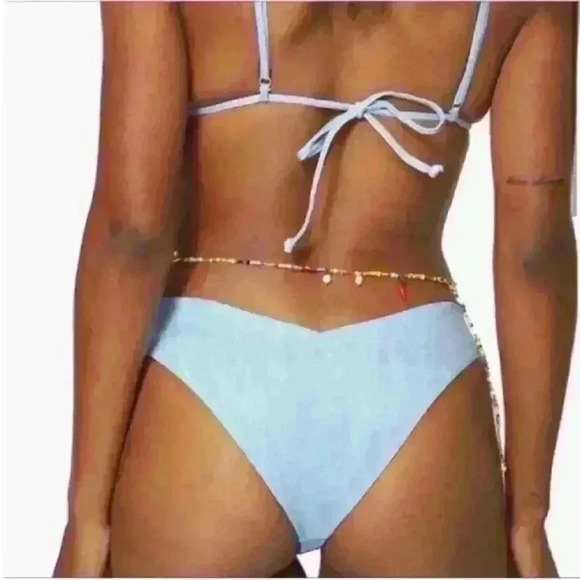 WeWoreWhat- "Delilah" Bikini Bottom In Pique Denim Texture Size XL- NWT! - Picture 6 of 11
